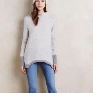 Anthropologie Postmark Size Large Inari Mock Neck Gray Knit Sweater Boho
